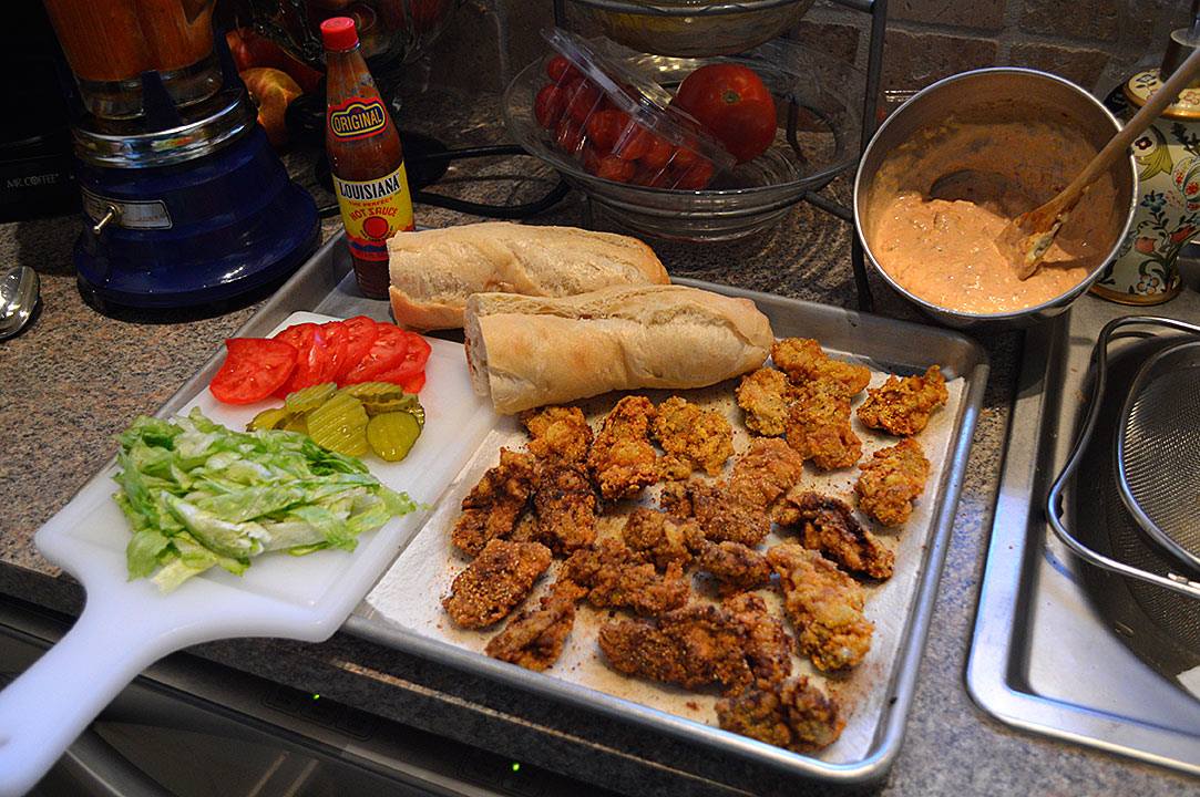 Oyster Poboys home made remoulade sauce. 