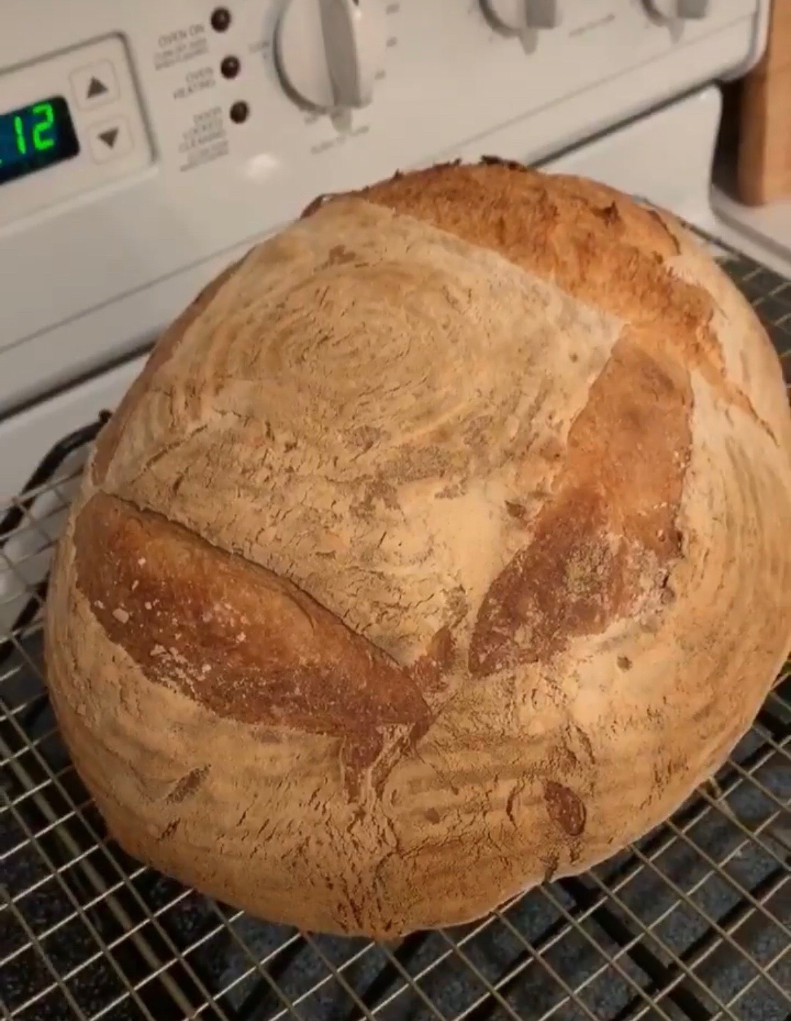 Right out of the oven. The exploded side is a bit hard to see