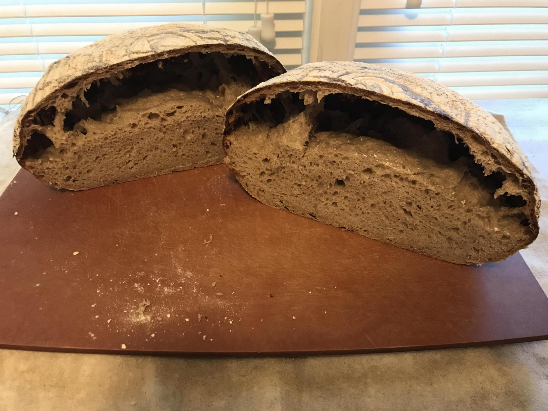 Puffed up miche - cut