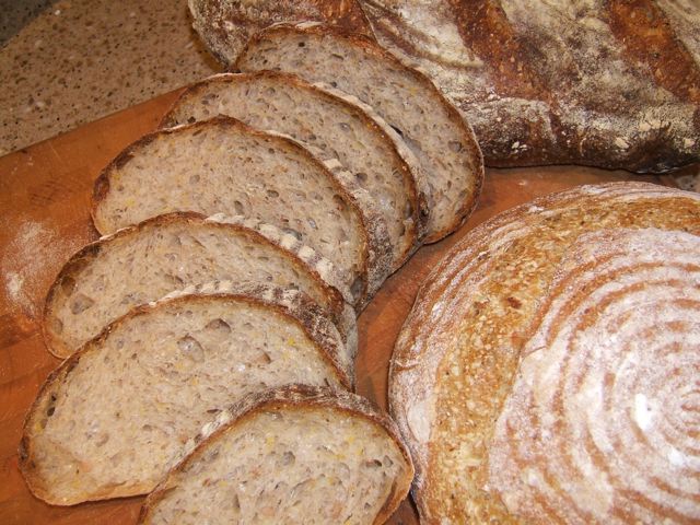 sliced and whole loaves