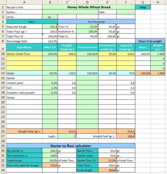 Bread calculator screenshot