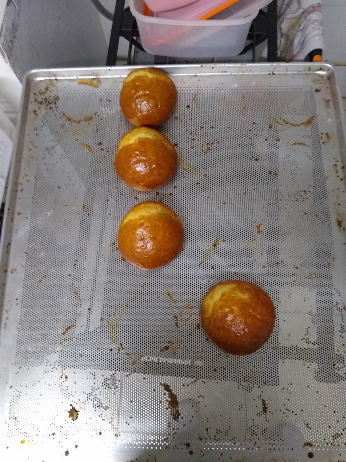 brioche buns cracked and wrinkled