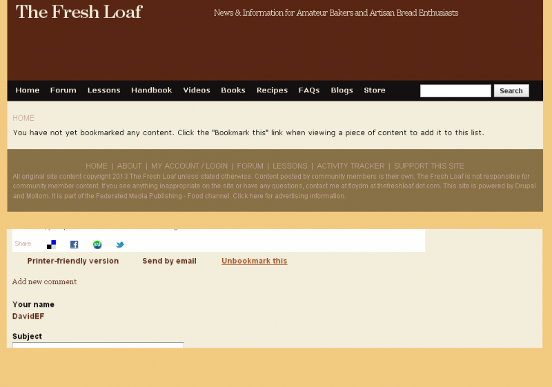 showing the bookmark not there