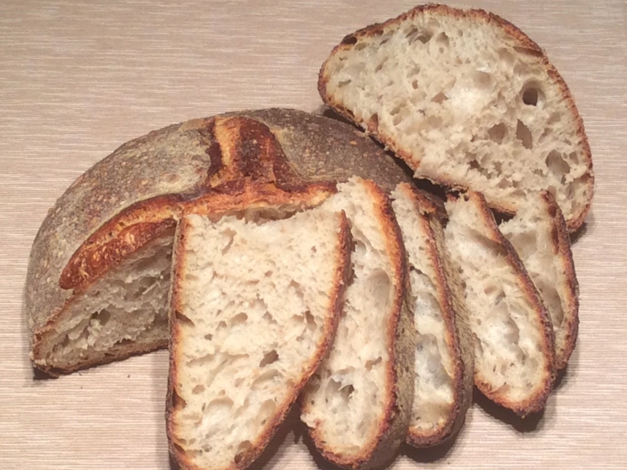 Crumb shot of this week's 1-2-3 Sourdough boule