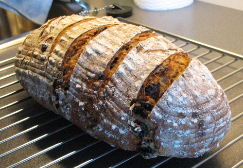 Sourdough rye with toasted hazelnuts and raisins