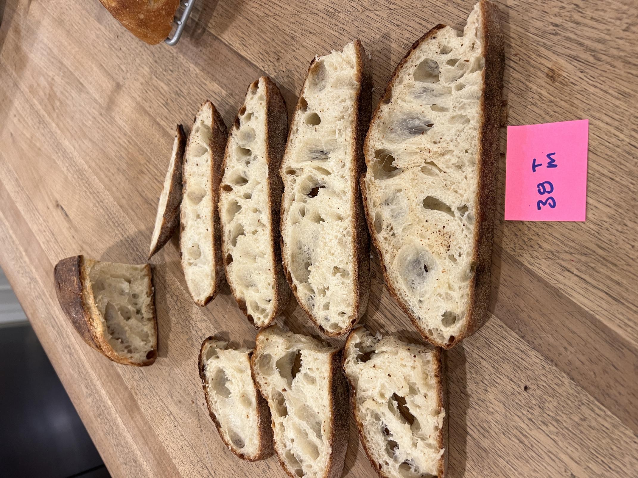 Sliced bread showing open crumb