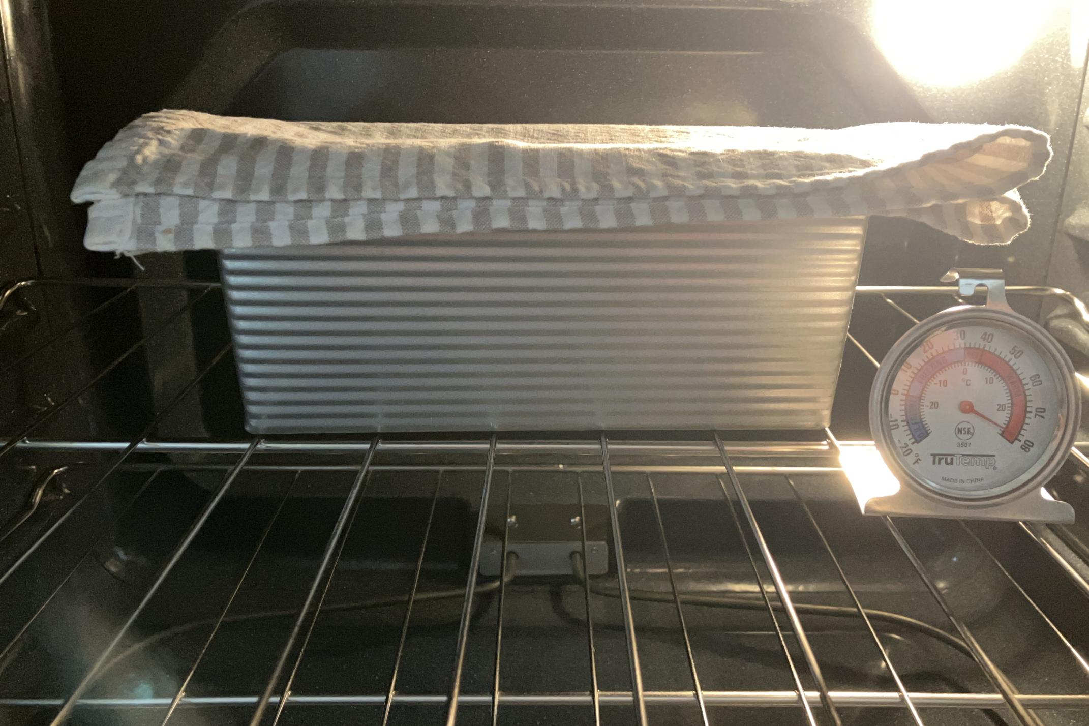 proof in oven with light on