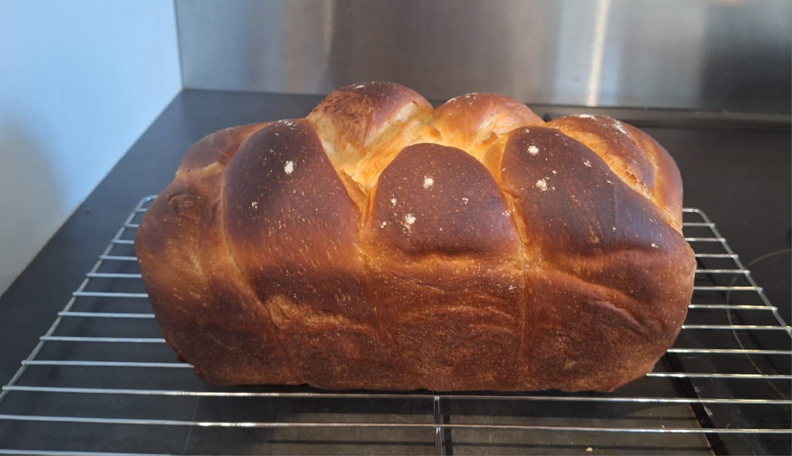 Bread on cooling rack after baking