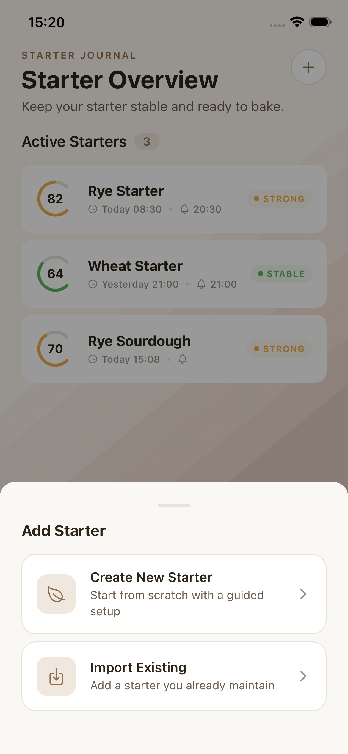 starter journal - baker app
