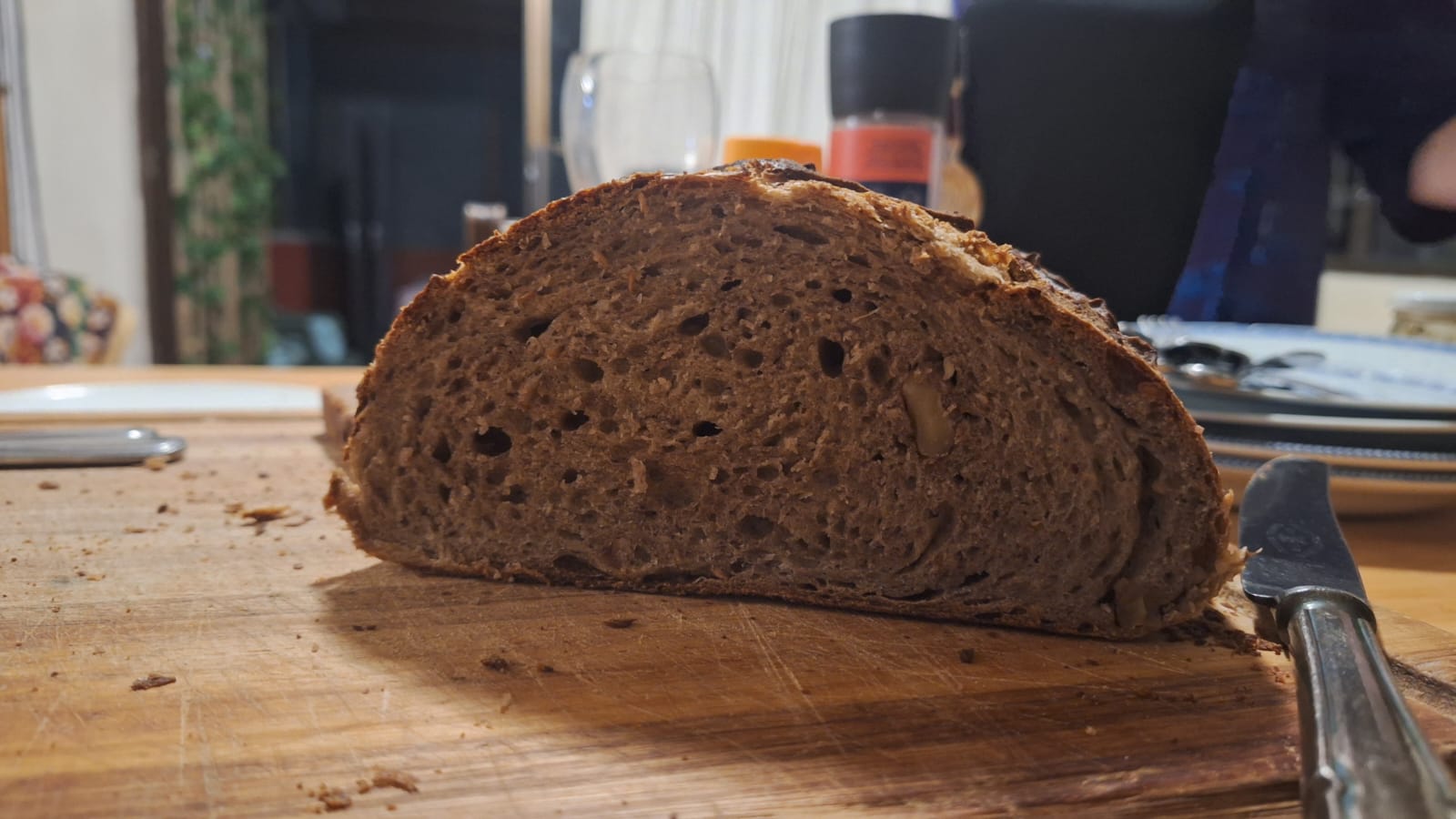 Sliced loaf at the dinner table