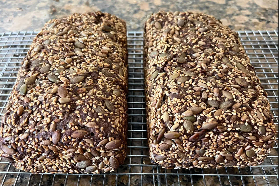 Super Seed Rye Bread - whole rye and seeds in the dough and then coated with the same seeds.