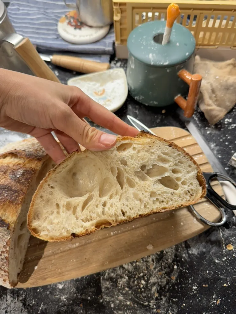 notice a large whole in the center of the bread