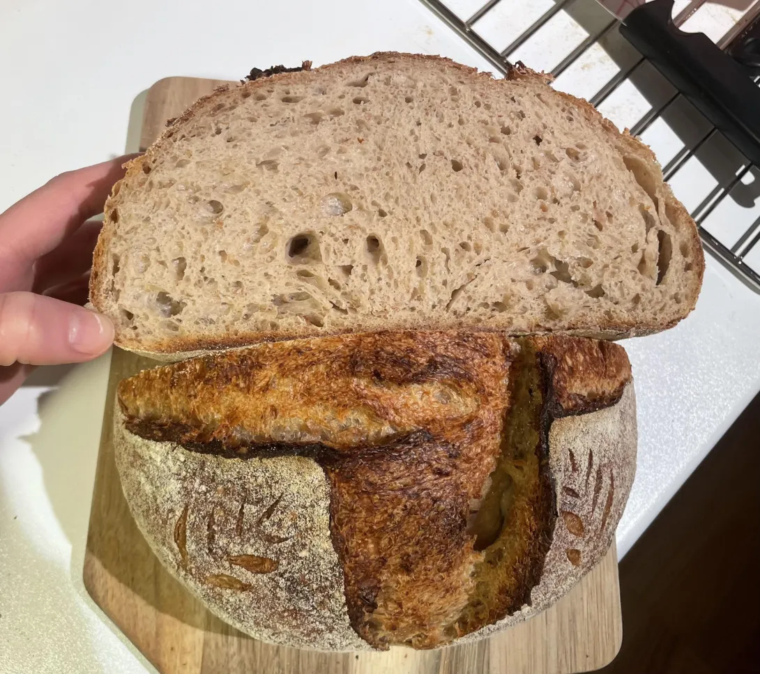 Cut surface of bread