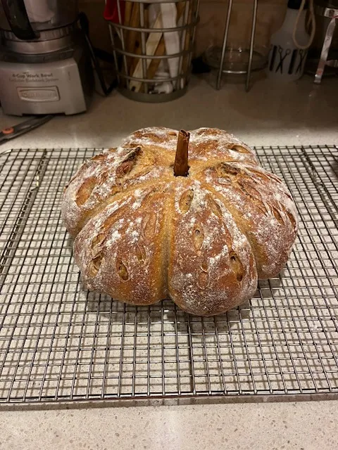 Halloween pumpkin-shaped bread