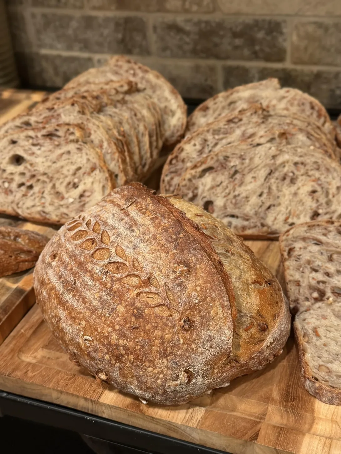Sourdough loaves whole and sliced