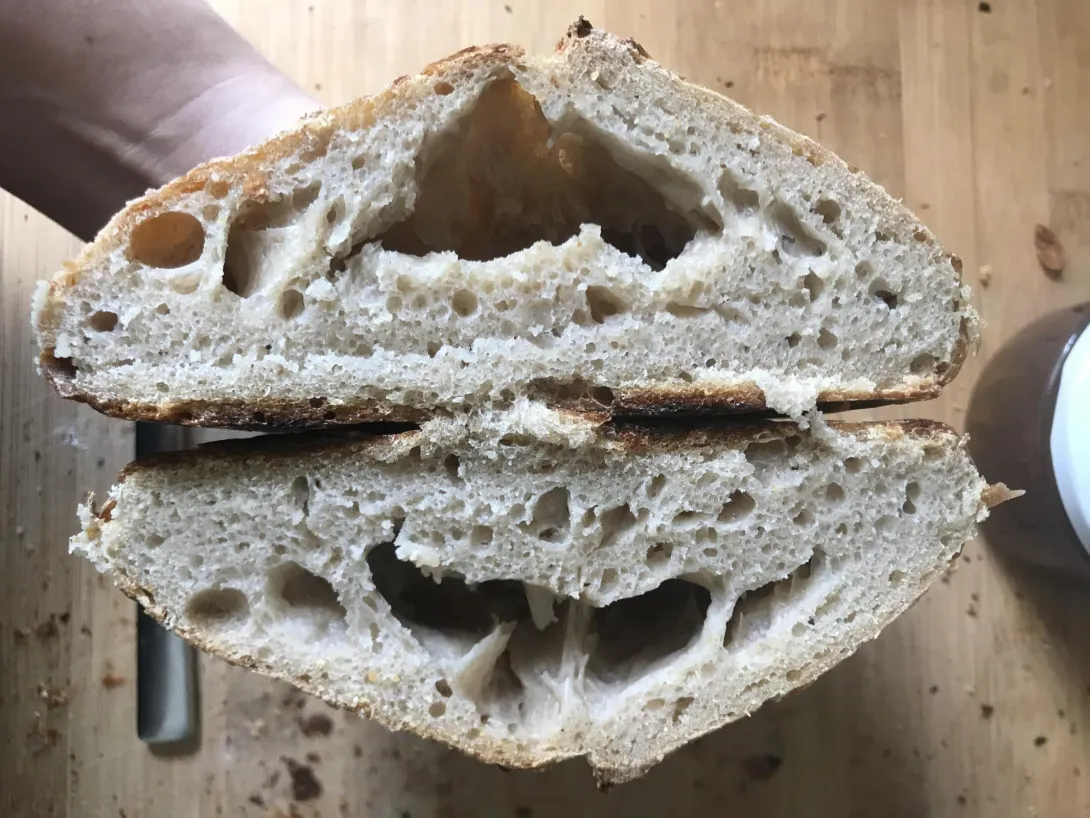 Large crater in loaf